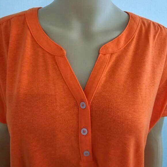 Style & Co XL Core Henley Wild Orange Cotton Blend Womens Top - Picture 8 of 10